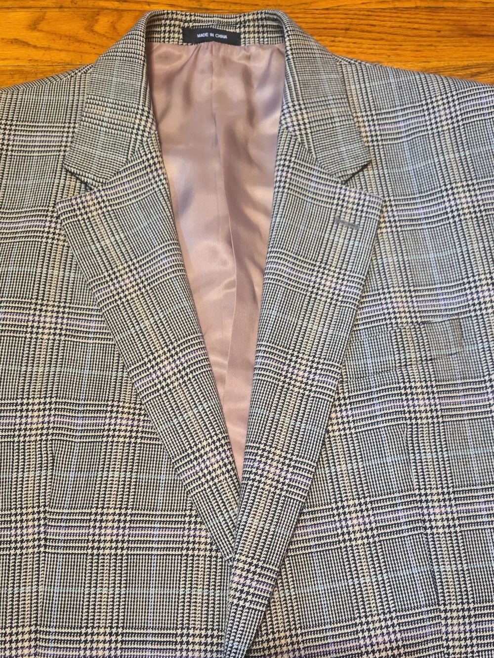 Lauren Ralph Lauren Lambswool Blazer 44R Glen Plaid Sport Coat Jacket Grey Tweed